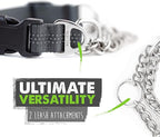 Mighty Paw Martingale Dog Collar 2.0 | Trainer Approved Limited Slip Collar with Stainless Steel Chain & Heavy Duty Buckle - Modified Cinch Collar for Gentle & Effective Pet Training - Medium, Grey