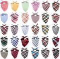 Segarty 30 Pack Pet Scarf, 22.8"x15.7" Washable Triangle Plaid Bibs Dog Bandanas Accessories Bulk for Small Medium Dogs Cats Large Puppy, Adjustable Reversible Boy Pets Birthday Kerchief