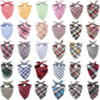 Segarty 30 Pack Pet Scarf, 22.8"x15.7" Washable Triangle Plaid Bibs Dog Bandanas Accessories Bulk for Small Medium Dogs Cats Large Puppy, Adjustable Reversible Boy Pets Birthday Kerchief