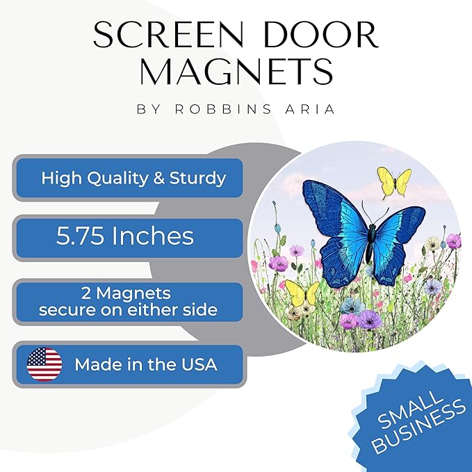 Screen Door Magnets Double Sided – Keep People, Kids, and Dogs from Running into a Screen Door. Saver - Robbins Aria Butterfly