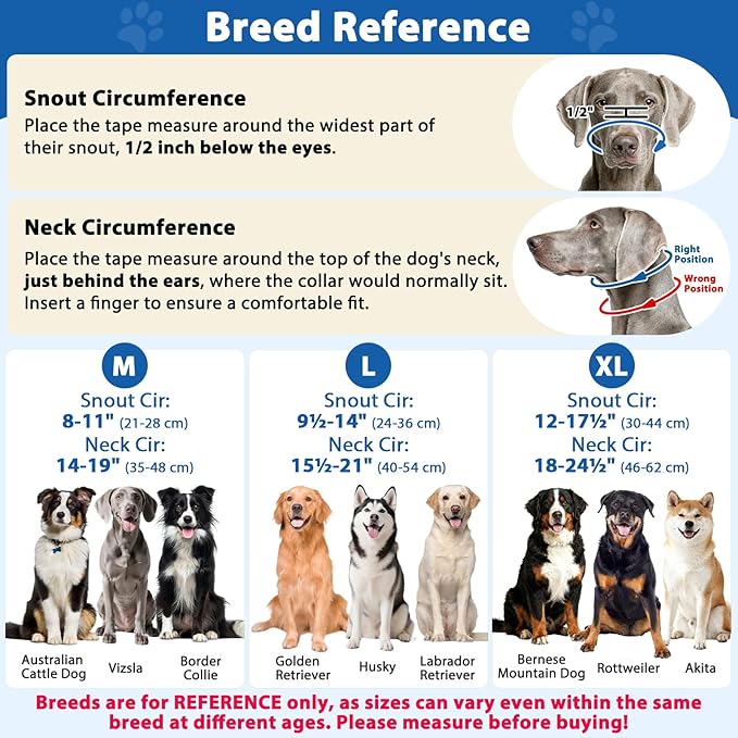BARKLESS No Pull Dog Head Collar for Gentle Training Walking, Soft Padded Head Halter with Collar Safety Clip, Comfortable Fit Muzzle Leash with Reflective Strap for Medium Large Dog (Blue, L)