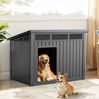 VIXZEN Dog House Outdoor - 42 Inch Weatherproof Doghouse with Openable Roof for Easy Cleaning, Indoor Dog House Medium Size Dog with Spacious Interior & Slanted Roof, Doghouse Outdoor (Black)