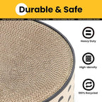 Oval Cat Scratcher Bed, 2-in-1 Cat Scratching Board, Natural Corrugated Cardboard Scratch Pad Lounge, Sealed Base Traps Debris,No Assembly Kitty Furniture,Stylish Colors Blends Any Home Decor