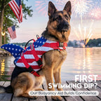 ASENKU Dog Life Jacket - Pet Safety Vest for Swimming & Boating, Shark Life Jacket with Floatation, Dog Lifesavers Swimsuits for Small Medium Large Dogs (RedFlag, S)