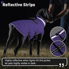 Dogcheer Dog Coat with Harness, Waterproof Dog Jacket Adjustable Winter Coat with Zipper, Christmas Puppy Snow Jacket Fleece Sweater for Small Medium Large Dogs - Taro Purple XL