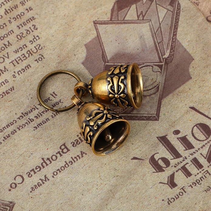 2 PCS Copper Collar Bell for Small Pet 1.7 Inch Pure Copper Bells Retro Craft Bells Handmade Small Bell for Crafts Anti-Lost Id Tags for Home, Door or Decoration