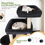 Globlazer 85 Inch Tall Cat Tree for Large Cats, Multi-Level Cat Tower for 4+ Cats with 3 Condos, 2 Hammocks & Sisal Posts, Heavy Duty Cat Tree Tower for Maine Coon, S85, Dark Grey