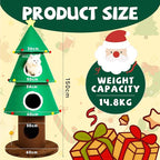 Christmas Cat Tree with 3 Cat Houses, 59 inch Cat Tower for Indoor Cats, Cat Furniture with Teaser Toy for Christmas Decoration