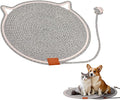 Handmade Woven Cat Scratcher Mat, 16.9"/19.7" Natural Cotton Rope Cat Scratching Pad for Indoor Cats, Non-Slip Flat Scratch Pad, Soft Durable Cat Lounging Mat with Ball Toy (Wave Pattern,16.9 in)