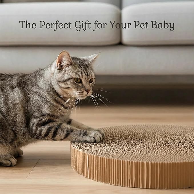 Cat Scratching Pad Cardboard Round Cat Scratcher Refill Replacement Scratch Pads for Cats– 3 Count