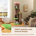 Forest Cat Tree with Flower Condos, Cute Tall Cat Tower with Scratching Posts & Padded Perch, Multi-Level Kitty Activity Center for Indoor Cats, Indoor Jungle Gym Furniture