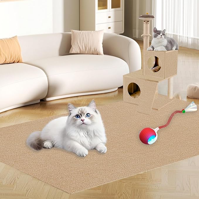 Cat Scratch Furniture Protector, 78.7x15.8inch Adhesive Cat Scratch Pad Deterrent for Furniture, DIY Climbing Cat Scratcher Couch Protector from Cat Claws Scratching for Indoor (Yellow)