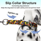 Martingale No Pull Collar with Buckle Adjustable Nylon Slip Collar for Dogs Training Walking (Orange Floral, Small)