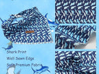 Elegant Little Tail Dog Bandana, Shark Print Pet Birthday Cotton Boy Dog Bibs Scarf, Soft Adjustable Square Kerchief for Small Large Dogs