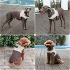 Detachable Hooded Dog Coat with Harness for Large Dogs,Super Warm Fleece Puppy Jacket for Cold Winter Doggie Coats,Brown XXL
