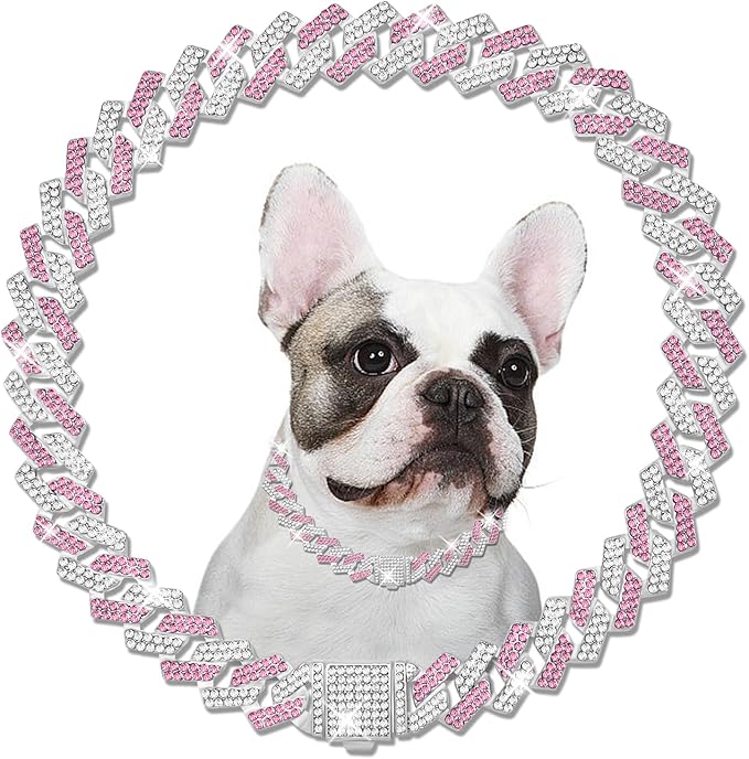 Metal Diamond Dog Chain Dog Training Chain with Secure Buckle Pet Collars for Large Medium Dogs