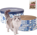 CSR1012B Kate 12" Modern Patterned Cardboard Reversible Cat Scratcher Pad in Box with Catnip, Blue/White (5-Pack)