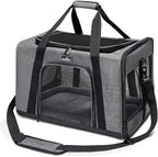 Pet Carrier for Small Cats Dogs, Dog Carrier Travel Bag with Adequate Ventilation, 5 Mesh Windows, 3 Entrance, Locking Safety Zippers, Padded Shoulder and Carrying Strap, Medium