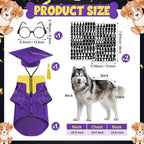 5 Pcs Dog Graduation Costume Set Include 2026 Pet Graduation Gown with Stole Puppy Grad Cap Lensless Glasses DIY Letter Stickers for Dogs Cats Holiday Costume Accessory(Purple Yellow,XXL)