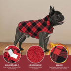 cyeollo Small Dog Coat, Sherpa Dog Winter Coat Reversible Fleece Doggie Jackets Doggy Sweater for Small Dogs Male with Leash Hole, Soft Cold Weather Pet Clothes, Buffalo Plaid M
