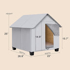Outdoor Dog House, Elevated Foldable Dog Cave Bed with Removable Plush Mat for Medium Dogs Up to 23.6 Inches Long