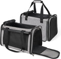 YUDODO 2 Packs 25 lbs Lightproof Soft Sided Cat Carrier for Large Cat & Small Dog Airline Approved Travel Bag Pet Puppy Carriers with Side Pockets & Reflective Mesh, Foldable Portable for Car 2 Grey