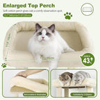Small Cat Tree Tower for Indoor Cats, 40 in Medium Multi-Level Compact Cat House Bed with 2 Condos, Large Platform Perch, Sisal Scratching Post, Hammock, Cat Climbing Stand for Kitty Kitten(Beige)