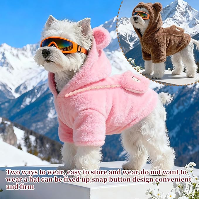 Dog Jackets for Small Dogs Clothes for 8 to10 lbs - Cute Dog Fleece Jacket Winter Small Dogs Coat Back Length 11-13" Suitable for Cold Weather