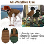 Lelepet Reversible Dog Coat Waterproof Dog Jacket Windproof Puffer Vest for Winter Warm Lightweight Coats for Medium Dogs Adjustbale Hook & Loop Pet Apparel with Leash Hole, French Bulldog, Brown L
