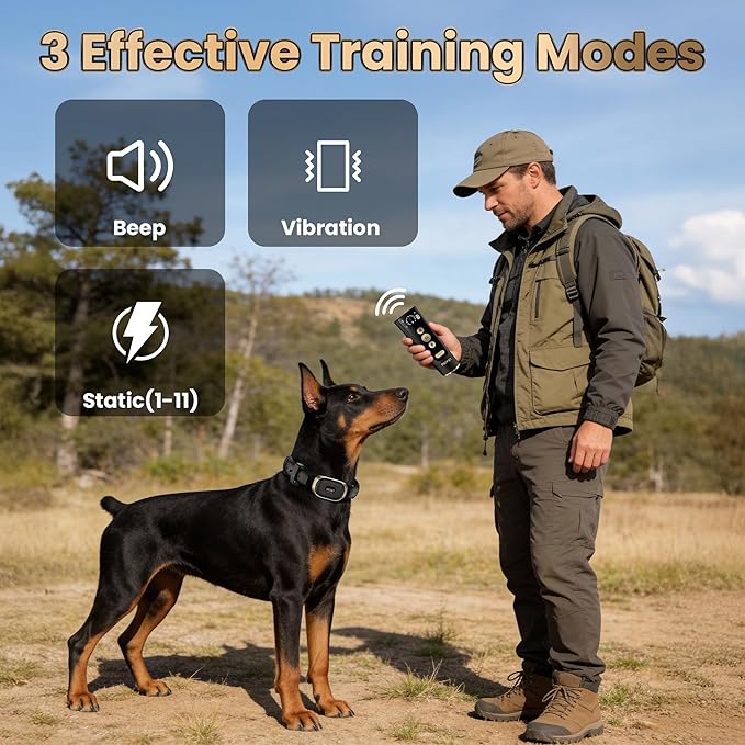 Dog Training Collar with Clicker - 4200Ft E Collar for Dogs Training IPX7 Waterproof with 3 Training Modes, Dog Training Collar for Dogs(15-140 lbs)