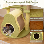 PETSITE 49-inch Avocado-Themed Cat Tree, Multi-Level Modern Cat Tower with Jute Scratching Posts, Cat Condo, Self Groomer Brush, and Dangling Toys, Cute Cat Tree Tower for Indoor Cats
