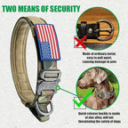 Tactical Military Collar - Adjustable Nylon, Heavy Duty Metal Buckle with Handle for Dog Training, with Patches (Camo, XL)