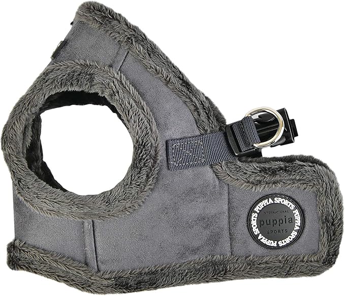 Puppia Terry Vest Dog Harness Step-in Winter Suede Warm No Choke No Pull Training Walking for Small and Medium Dog, Grey, X-Large
