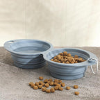 Gibson Home WanderHound 11.8 Inch Collapsible Double Silicone Pet Bowl Set with Carabiner Clip – BPA-Free, Dishwasher Safe, Foldable Food & Water Travel Bowls for Dogs – Hiking, Camping & Everyday Use