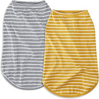 Koneseve Dog Shirt Vest Lightweight Stretchy Dog T-Shirts Soft Cool Shirts Sleeveless Stripe Vests Breathable Clothes for Puppy Kitty Cats Small Medium Large Dogs 2 Pack Yellow + Light Grey [L/Large]