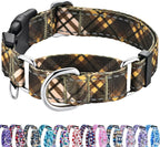 Fall Reflective Martingale Collar for Dogs with Quick Release Buckle Autumn Dog Collars (Brown Plaid, Medium)