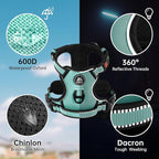 NESTROAD No Pull Dog Harness,Adjustable Oxford Dog Vest Harness with Leash,Reflective No-Choke Pet Harness with Easy Control Soft Handle for Medium Dogs(Medium,Turquoise)