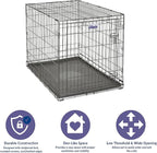MidWest Homes for Pets 42-Inch iCrate for Large Breeds, 71-90 lbs, Single Door Folding Dog Crate with Divider Panel, Leak-Proof Tray & Secure Latch, Portable, Durable & Easy to Assemble