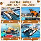 FBSPORT Inflatable Dog Boat Ramp Floating Dock Water Ladder for Pool, Boat, Non-Slip EVA Floating Ladder Pool Ramp for Dog Up to 220 LBs, Safe & Easy Access