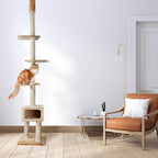 Trixie Santander Floor to Ceiling Cat Tower, Adjustable 96"-108" Height Sisal Cat Scratcher, Cat Condo, Platforms