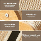 Sisal Cat Scratcher Bed for Indoor Cats, Hammock for Scratching Pad Cat, Extra-Large Sisal Scratching Post Furniture for Cat Lounger & Sleep & Scratch, 60 x 52 x 20cm
