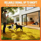 2-in-1 Dog Training Collar & Bark Collar, Safety Lock Remote, Adjustable Beep,Vibration & Shock,990ft Range, IPX7 Waterproof Dog Collar for 3 Dogs,Medium & Large,LED Light,Compass & Carabiner-1 Collar