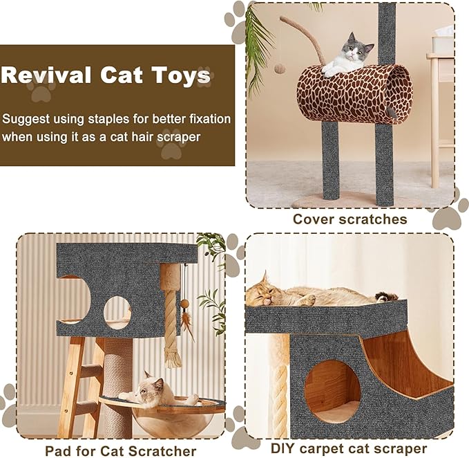 118'x15.8' Trimmable Cat Scratching Post Carpet Cover and Mat Cat Scratcher for Steps and Couch DIY Protector