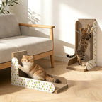 Cat Scratcher, 22.7’’ L-Shaped Cat Scratching Board for Indoor Cats, Large Cardboard Cat Scratcher with Ball Toy & Catnip, Double-Sided Cat Scratch Pad for Wall, Couch