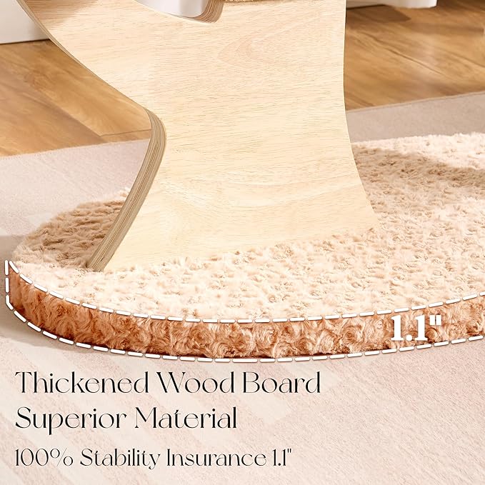 797Audio Flower Cat Tree, 37" Wood Branch Cat Tower, Pink Cloud Cat Tree with Scratching Post for Indoor Adult Cats, Luxury Cat Tree with Mushroom Cat Scratcher & Interactive Squeaky Toy