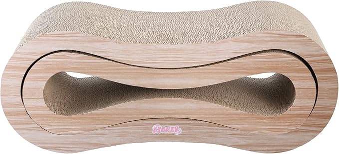 CSR1014C Suvi 26" Modern Cardboard Infinity 2-in-1 Lounge Bed Cat Scratcher with Catnip, Oak Wood