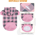 KOOLTAIL Plaid Dog Hoodie Pet Clothes Sweater with Hat and Pocket for Small Medium Large Size Dogs, Soft Winter Warm Dog Cold Weather Coat, Fleece Fall Dog Hooded Sweatshirt for Puppy Cats, Pink XL