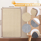 Natural Sisal Cat Scratching Mats 2 Packs,Cat Scratch Furniture Protector,Wall Mounted Wall Climbing Carpet, Horizontal Cat Scratcher Rugs Carpets Mats for Wall Couch Protection，23.6" Lx15.7 W