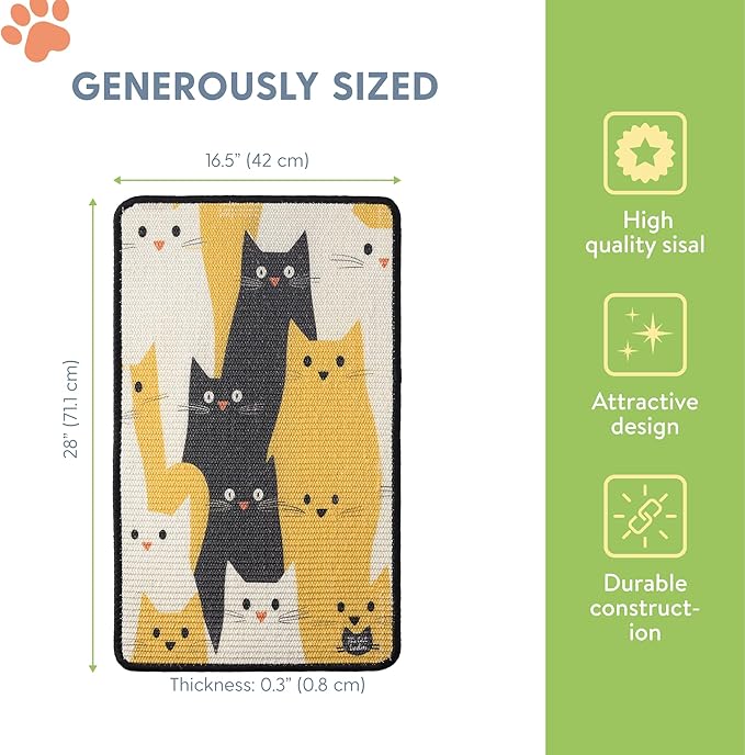 The Cat Ladies Scratching Poster - Wall Scratcher Pads - Scratch Mat Art Print for Indoor Cats - Furniture, Couch, and Carpet Protector - Wall Mounted or Floor Sisal Scratchers