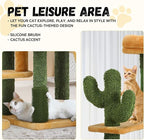 DWVO Cactus Cat Tree for Large Cats: 60" Tall with Self-Grooming Brush, Cute Kitten Climbing Tower for Indoor Kittens with Cat Condo, Top Perch, Basktet, Sisal Scratching Posts, Dangling Ball